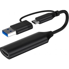 Daytona HU04A Type-C / USB A To  4K 60Hz 1080P HDMI Video Capture Yakalama Hub Adaptör