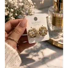 Bymiel Xuping Gold Zirkon Taşlı Örgü Desenli Kadın Küpe – Şık Tasarım (Kararmaz Alerji Yapmaz 316 Çelik)