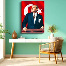 Holda Props Kanvas Tablo Atatürk ve Türk Bayrağı Atatürk Tablosu Duvar Dekorasyonu