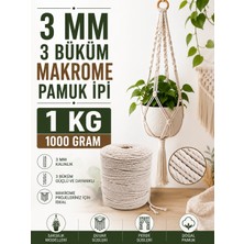 TAHAHAMAK Ekru 1000 gr Makrome Tarama Ipi Pamuk 3 mm 1 KG