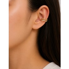 Bymiel Kadın Gold Renk Ok Desenli Zirkon Taşlı Ear Cuff Kıkırdak Küpe