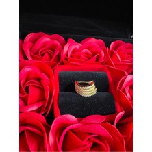 Bymiel Goldyıldız Kadın Gold Renk 4 Sıra Zirkon Taşlı Kıkırdak Küpesi Ear Cuff - Tekli