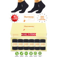 Harmony Collection Bambu Erkek Siyah Kısa Konç Çorap (6 Çift) Özel Kutulu, Burun Dikişsiz, Premıum Socks