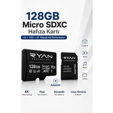 128 GB Micro Sd Hafıza Kartı Sdxc U3 V30 A1 Class 10, 4K Video Kayıt Destekli, Telefon Tablet Kam