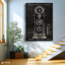 Holda Props Kanvas Tablo Astronomik Saat Çizimi Bilim Temalı Tablo Duvar Dekorasyonu