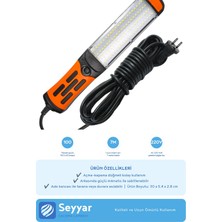Teknohediyem Powermaster  220V 7 Metre Kablolu 100 Ledli Mıknatıslı Kancalı Anahtarlı Seyyar Çalışma Lambası