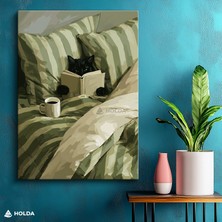 Holda Props Kanvas Tablo Kitap Okuyan Kedi Hayvan Tablosu Duvar Dekorasyonu
