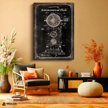 Holda Props Kanvas Tablo Astronomik Saat Çizimi Bilim Tablosu Duvar Dekorasyonu