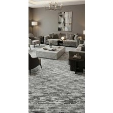 Nesrin Jel Taban Kaymaz Modern Siyah Koy Gri Güzel Salon Kesme Halı Yolluk
