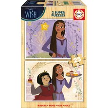 Disney Wish Ahşap Yapboz | 2 x 25 Parça Yapboz Ahşap | Asha Disney Dileği, Ahşap | 3 Yaş (1973