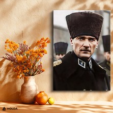 Holda Props Kanvas Tablo Atatürk Kalpaklı Portre Atatürk Portresi Duvar Dekorasyonu