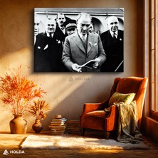 Holda Props Kanvas Tablo Atatürk ve Heyeti Atatürk Tablosu Duvar Dekorasyonu