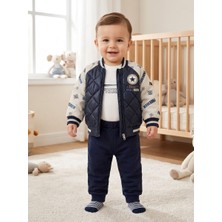 Mirkon Baby Fest Freeman Nakışlı Mont Nakışlı Erkek Takım 6 Ay,12 Ay,18 Ay,2y Erkek Bebek Takım 3'lü Yenidoğan Bebek Takım