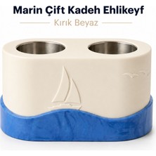 Mottopi Marin Çift Kadeh Ehlikeyf,termojelli Kadeh Soğutucu,paslanmaz Çelik Bardak Soğutucu,içecek Soğutucu-Kırık Beyaz