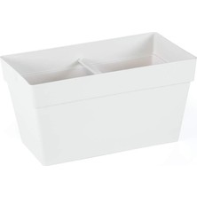 YB01 Yalı Balkon Saksı Drenaj Aparatlı 30CM, 6,5 Litre Kirli Beyaz