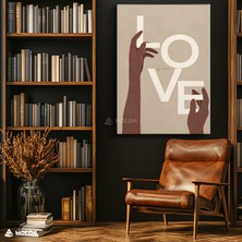 Holda Props Kanvas Tablo Love Yazı ve Eller Soyut Tablo Duvar Dekorasyonu