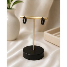 Bymiel Unisex Siyah Çelik Halka Küpe – Minimal Mat Siyah Huggie Küpe
