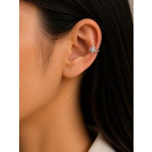 Bymiel Kadın Gümüş Renk Zirkon Taşlı Yıldız Kıkırdak Küpesi (Ear Cuff)