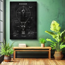 Holda Props Kanvas Tablo Sıcak Hava Balonu Patent Teknik Çizim Tablosu Duvar Dekorasyonu