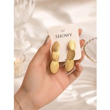 Bymiel Gold Harmony Üçlü Oval Sallantılı Kadın Küpe