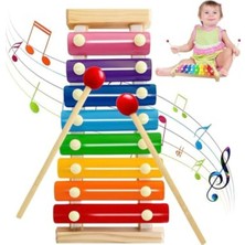 Aesco Renkli Ahşap Ksilofon, 8 Tonlu Eğlenceli Müzik Oyuncağı