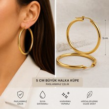 Bymiel Kadın 5 cm Büyük Halka Paslanmaz Çelik Küpe