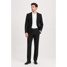 Sabri Özel Erkek 6 Drop Slim Fit Takım Elbise Klasik Paça Şık Ceket Pantolon Takım S25S10MS003 - Siyah