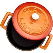 Aesco Turuncu Döküm Mini Tencere - 10 Cm, 0.35 L