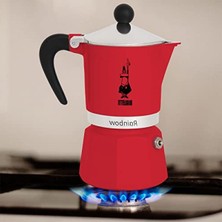 Aesco 3 Fincan Kapasiteye Sahip Kırmızı Ocak Üstü Espresso Pişirici