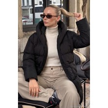 Lela Oversize Fit Kapüşonlu Şişme Mont Bayan Mont 640Y047