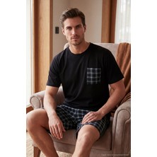 Buratti Kareli Pamuklu Regular Fit Şortlu Pijama Takımı Erkek Pijama Takımı 6572021