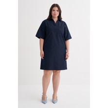 Kısa Kollu Cepli Denim Elbise