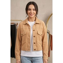Moda Erva 34 Fitilli Kadife Crop Ceket