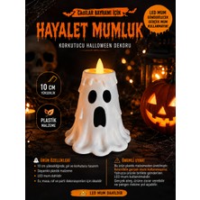 Filkorium3D Halloween Cadılar Bayramı Hayalet Mumluk 10 cm Plastik LED Mum Dahil Dekoratif