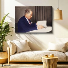 Holda Props Kanvas Tablo Atatürk Kitap Okuyan Atatürk Tablosu Duvar Dekorasyonu