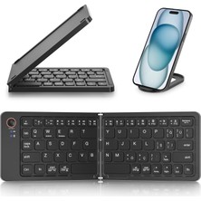 Coverzone Katlanabilir Kablosuz Bluetooth Klavye Ent 67 Tuş Makas Mekanizmalı, Ios Android Windows Uyumlu, Usb-C Şarjlı, 150 Mah Batarya, 10 M Menzil, Çift Katlanır Taşınabilir Tasarım | (B028 Siyah)