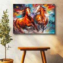 Holda Props Kanvas Tablo Iki At Hayvan Tablosu Duvar Dekorasyonu