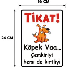 Reklam Ads 6 Adet Dikkat Köpek Var Yapışkanlı Sticker Levha,  16X24, 20X30 (A4), 30X42 (A3) cm Boyut Seçeneklerinde Folyo Baskı Sticker, Kişiselleştirilebilir Levha