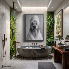 Holda Props Kanvas Tablo Bornozlu Köpek Hayvan Tablosu Duvar Dekorasyonu