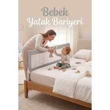 Miningaa 150X65 180 Derece Katlanabilir Bebek Yatak Bariyeri Güvenlik Korkuluğu Gri
