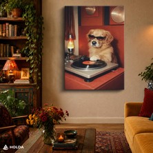 Holda Props Kanvas Tablo Gözlüklü Dj Köpek Hayvanlar Tablosu Duvar Dekorasyonu