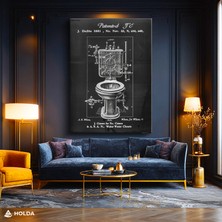 Holda Props Kanvas Tablo Tuvalet Patent Teknik Çizim Retro Tablo Duvar Dekorasyonu