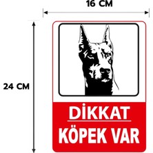 Reklam Ads 6 Adet Dikkat Köpek Var Yapışkanlı Sticker Levha,  16X24, 20X30 (A4), 30X42 (A3) cm Boyut Seçeneklerinde Folyo Baskı Sticker, Kişiselleştirilebilir Levha