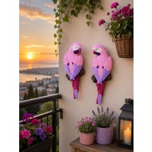 Amazon Papağan Çifti Duvar Süsü – Balkon, Bahçe ve Teras Dekoru