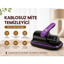 Atlt Atlantis Kablosuz Şarjlı Mite Temizleyici2 Kademeli Hepa Filitre Uvc Sterilizasyon Lambası Akar Temizleme El Süpürgesi Toz Süpürgesi Şarjlı Uv-C El Süpürgesi Çarşaf Yastık Tüy Temizleme Makinesi 8000PA 100W