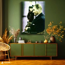 Holda Props Kanvas Tablo Atatürk ve Çocuk Atatürk Tablosu Duvar Dekorasyonu