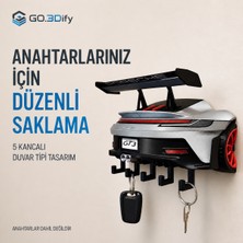 Go.3Dify Gt3 Rs Temalı Spor Otomobil Tasarımlı 5 Kancalı Duvar Tipi Anahtar Askısı