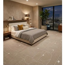 Nesrin Modern Geometrik Çizgili Şık ve Kullanışlı Kaymaz Jel Taban Krem