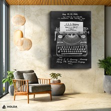 Holda Props Kanvas Tablo Daktilo Patent Tasarımı Teknik Çizim Tablo Duvar Dekorasyonu