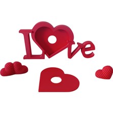 Sky Store Dekoratif Love Fotoğraf Çerçevesi Seti - Resim Kesme Kalıplı ve Fotoğraf Tutucu Kalp Aksesuarlı 3'lü Masaüstü Çerçeve (18 cm x 9 Cm)